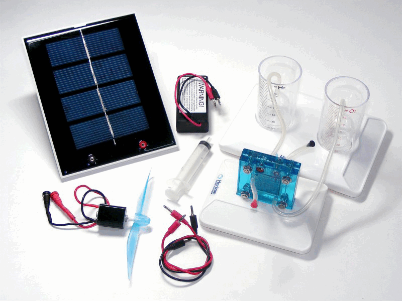 Фото 2. Действующий игрушечный набор для электролиза воды и обратного преобразования энергии водорода в электричество на основе PEM. Credit: © Mr. Luis Beltran and Fadisel Company